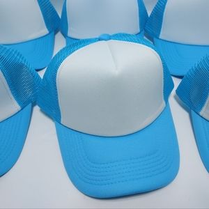 Baby Blue Plain Hat For DYI Projects Printing Casual Wear
